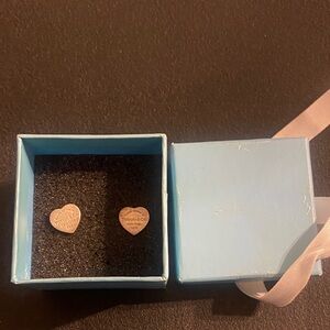 Authentic Return to Tiffany Sterling Silver Heart Stud Earrings
